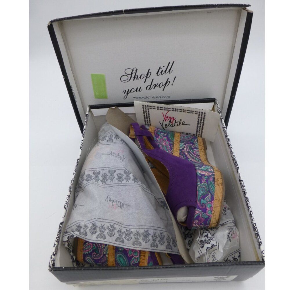 NIB - Very Volatile Hendrix Wedge Corkscrew-Blend Slingback Sandals - Picture 4 of 12